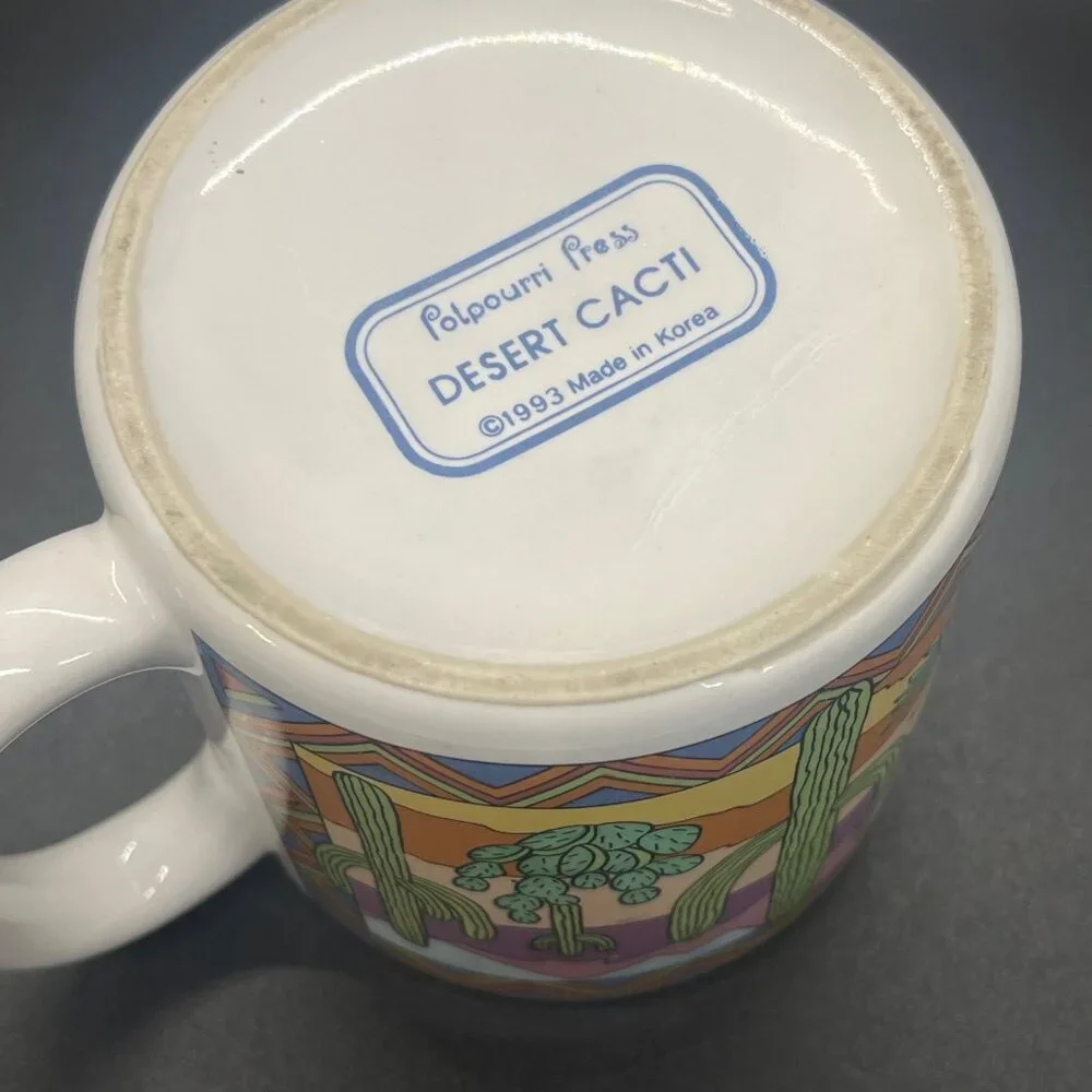 Potpourri Press Desert Cacti Saguaro Cactus Colorful '93 Arizona Coffee Mug 12oz
